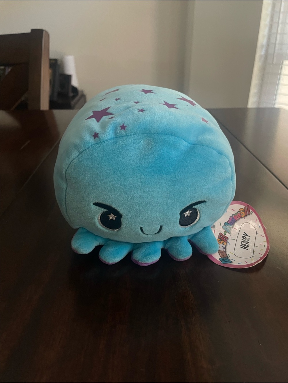 Plush Octopus Stuffed Animal - Blue with Purple Stars